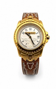 Authentic Michel Jordi Spirit Of The West Brown Gold Plated Womens Swiss Watch 5.5 to 6.75