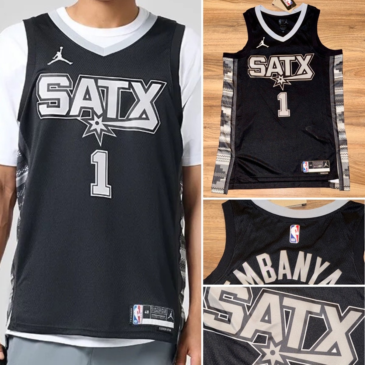 NWT NBA Jordan Victor Wembanyama Spurs Statement Swingman Jersey