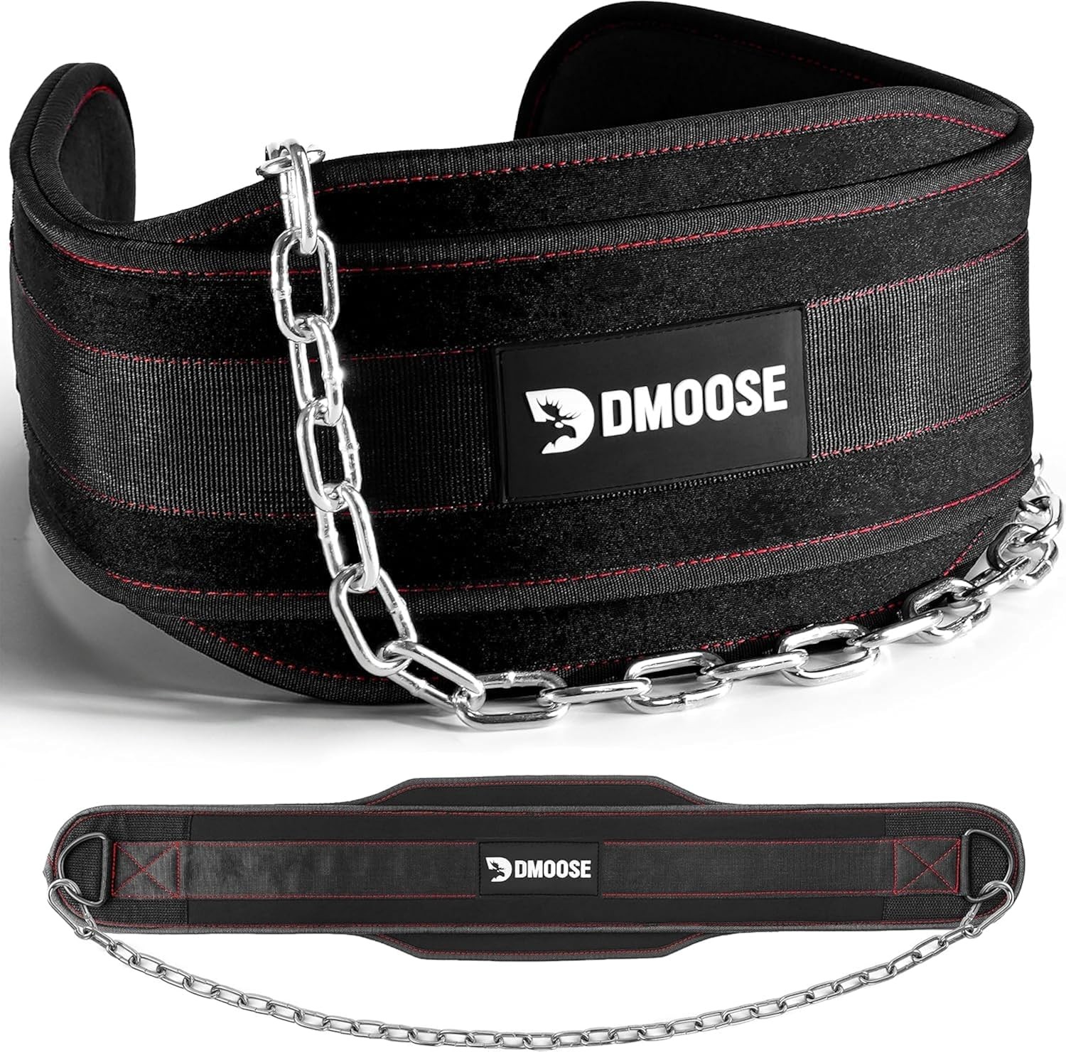 DMoose Dip Belt for Weightlifting, Heavy Duty Steel Chain, Neoprene Padding,