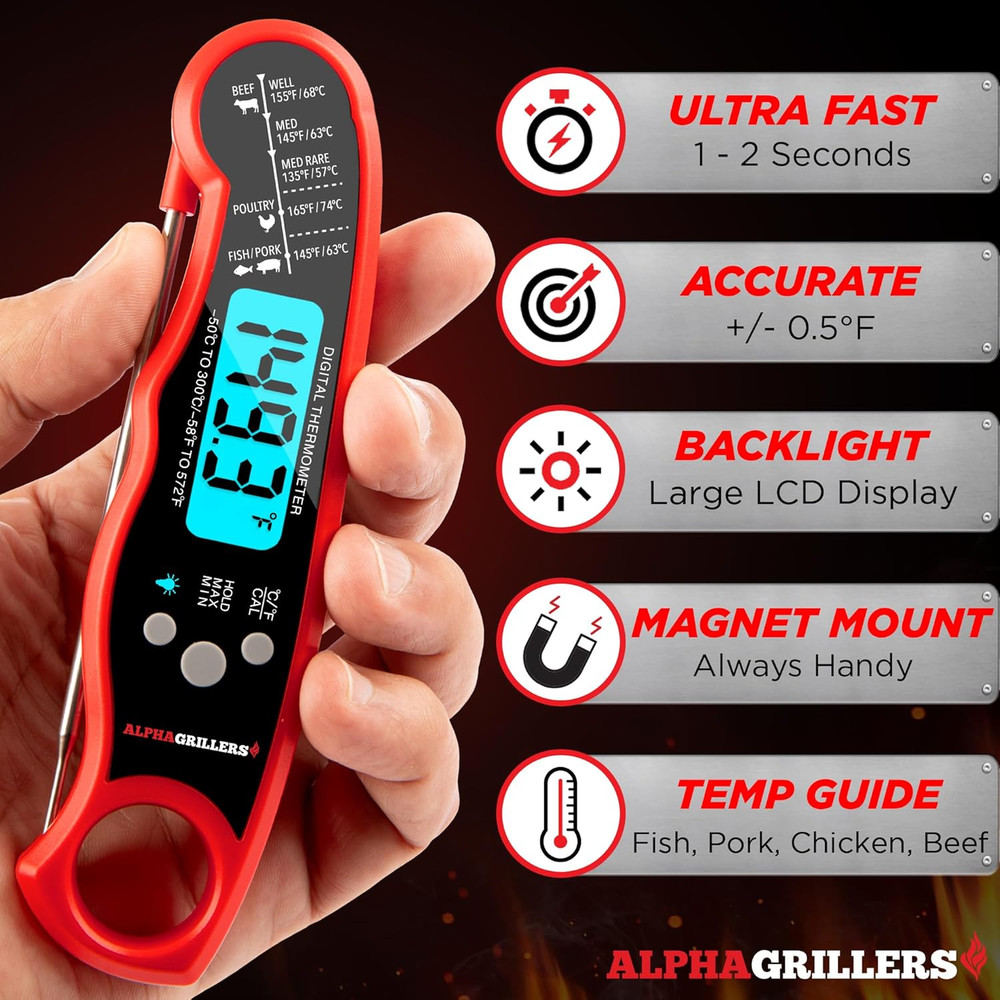 Meat Thermometer Digital – Instant Read Food Thermometer for Cooking & Grilling