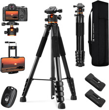 75 Inch/190Cm Camera Tripod,Lightweight Travel Outdoor DSLR Tripods with 360 Deg