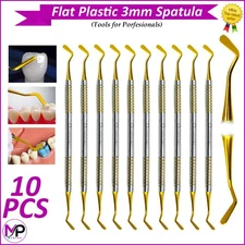 Flat Plastic Composite Filling Instruments 3mm Double Ended Tools Gold Tip 10PCS