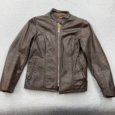 Giacca Schott Bros Inc pelle marrone cafe racer vintage biker moto donna 10