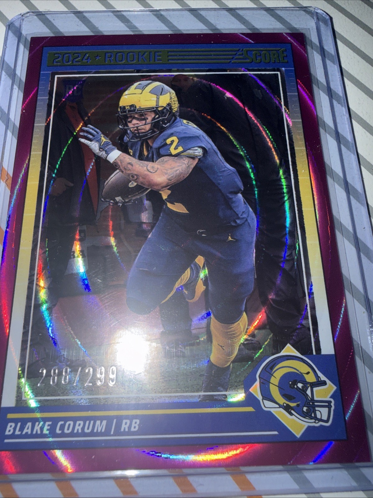 2024 Score - Rookies Blake Corum #389 Pink Ellipse /299 (RC) Rams