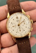 Vintage HEUER Valjoux 72 3 Register Chronograph 18kt GOLD Rare Fancy Lugs!