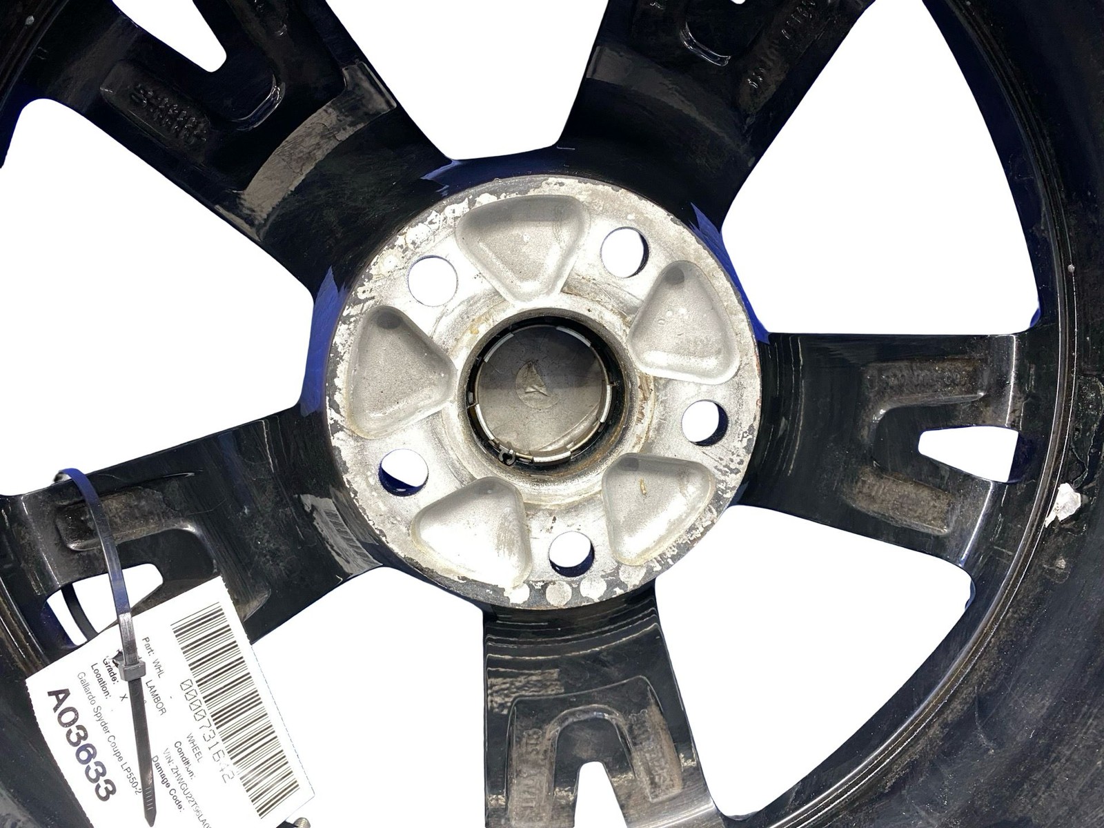 04-14 LAMBORGHINI Gallardo Spyder 19X8.5 Front 5 Spoke Callisto Wheel Black