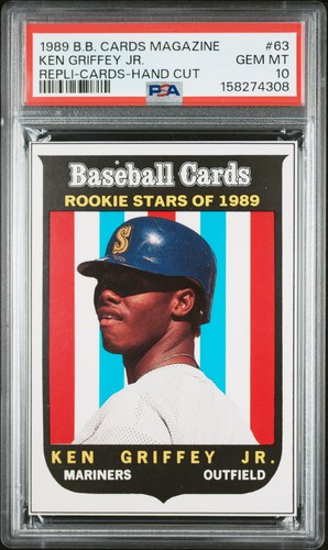 4308 Ken Griffey Jr 1989 Baseball Card Magazine #63 Repli-Cards Rookie RC PSA 10