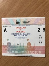 ENGLAND v POLAND 1989 WORLD CUP QUALIFIER TICKET STUB