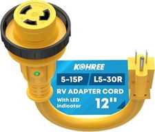 RV Adapter Plug 30 Amp to 15 Am Size: 15M/30F 12 twist lock with LED indicator