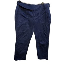 Banana Republic Heritage Navy Blue Cropped Belted Utility Linen Pants Size 12