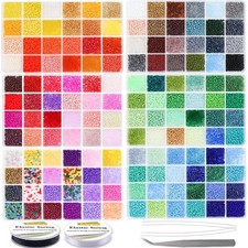 3mm Glass Seed Beads for Bracelet Making Kit, 8/0 Small Craft Beads for Brace...