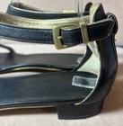 Salvatore Ferragamo Black T-strap Sandals Sz 9.5B Gold Buckle And Accents  — photo 6