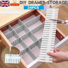24PCS DIY Drawer Divider Household Storage Organizer Adjustable Draw Separators