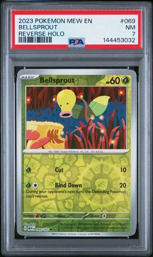 2023 POKEMON MEW EN-151 REVERSE HOLO #069 BELLSPROUT PSA 7