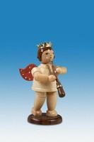 Holzengel Weihnachtsengel Engel Mit Oboe Mit Krone / Natur HöHe Ca 6,5 Cm NEU