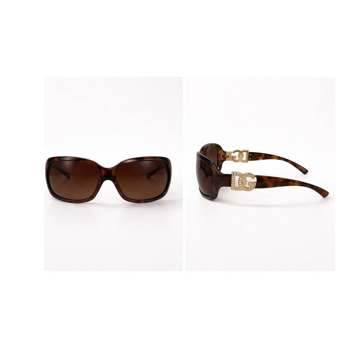 Vintage Dolce and Gabana Women’s Brown Oversized Sunglasses w Swarovski \