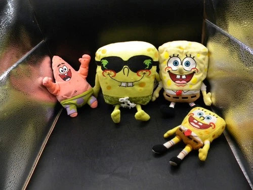 Vintage 2004 TY Beanie Babies Patrick & Spongebob Plush Lot & 10" , 6"