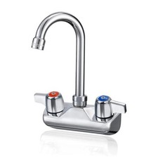 Wall Mount Faucet 4" Center Commercial Kitchen Sink Faucet, Polished Chrome
