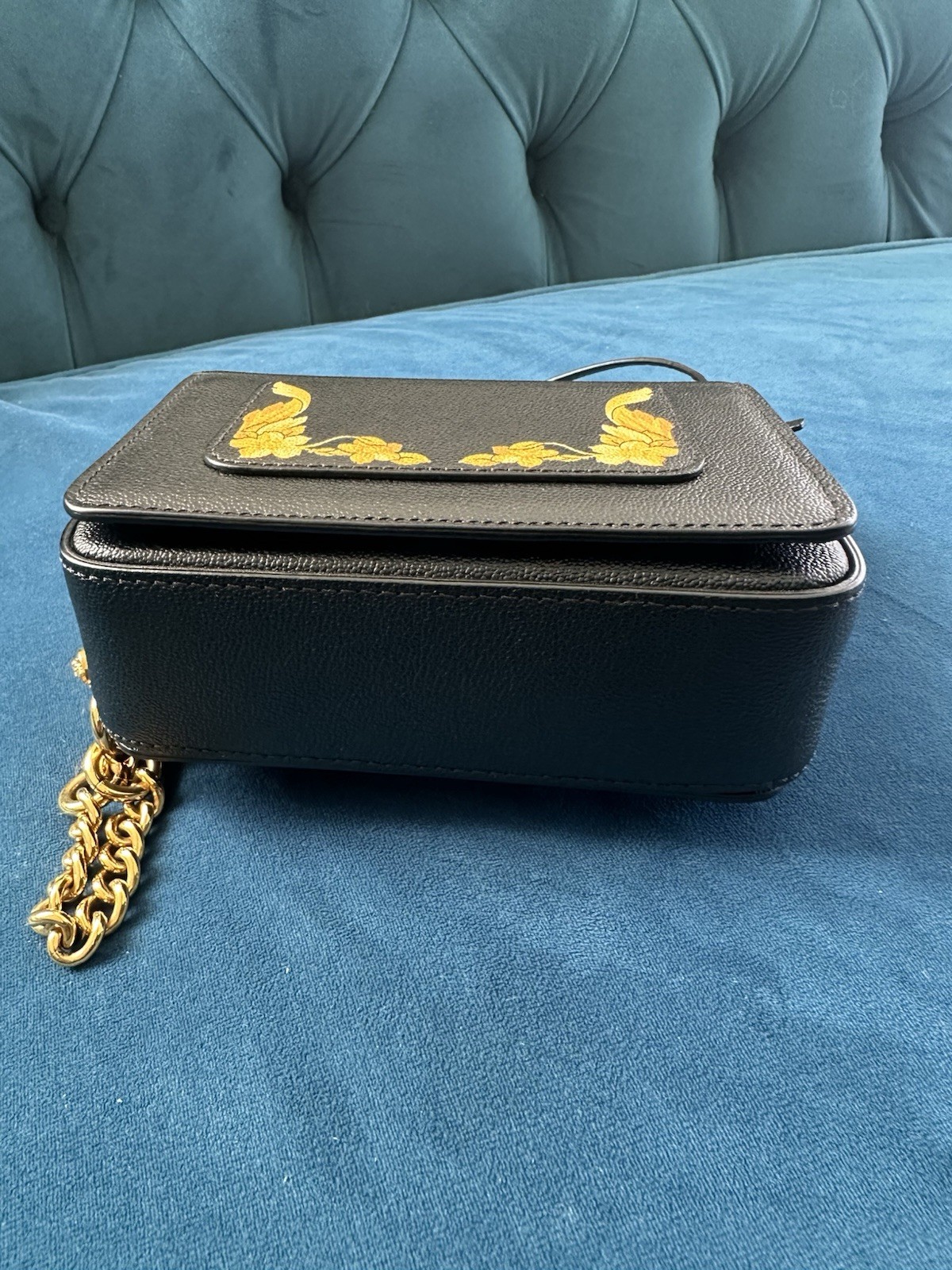 Calfskin Barocco Printed Icon Small Shoulder Bag Black image 7