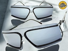 Futuristic Modern True Vintage Retro Shield Party Raver SUNGLASSES Black Frame