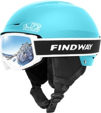 Findway Casco da Sci con Occhiali Set, Casco Sportivo Invernale Regolabile Taglia L Blu