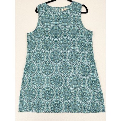 Faded Glory Women XL Sleeveless Shift Dress Lime Apple Print Medallion FLWT2557P