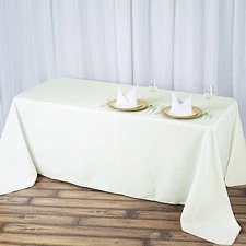 90x132" Ivory PREMIUM RECTANGLE Polyester TABLECLOTH Catering Linens Home SALE