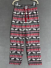 Lazy One M Red Gray Moose Holiday Christmas Family Pajamas PJs Sleep Fair Isle