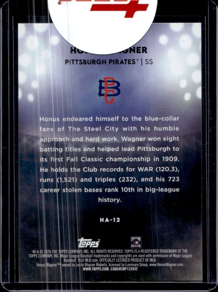 2026 Topps Honus Wagner Home Field SSP #HA-12 Pirates view 2