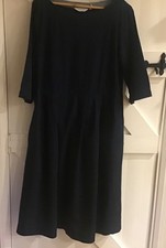 Toast Franca Dress Navy Cotton Twill Size 12