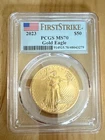 PCGS MS 70 gold eagle bullion 1 oz $50 first strike 2023