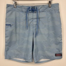 Vineyard Vines Swim Trunks Men's Size 32 Blue Striped Logo Drawstring
