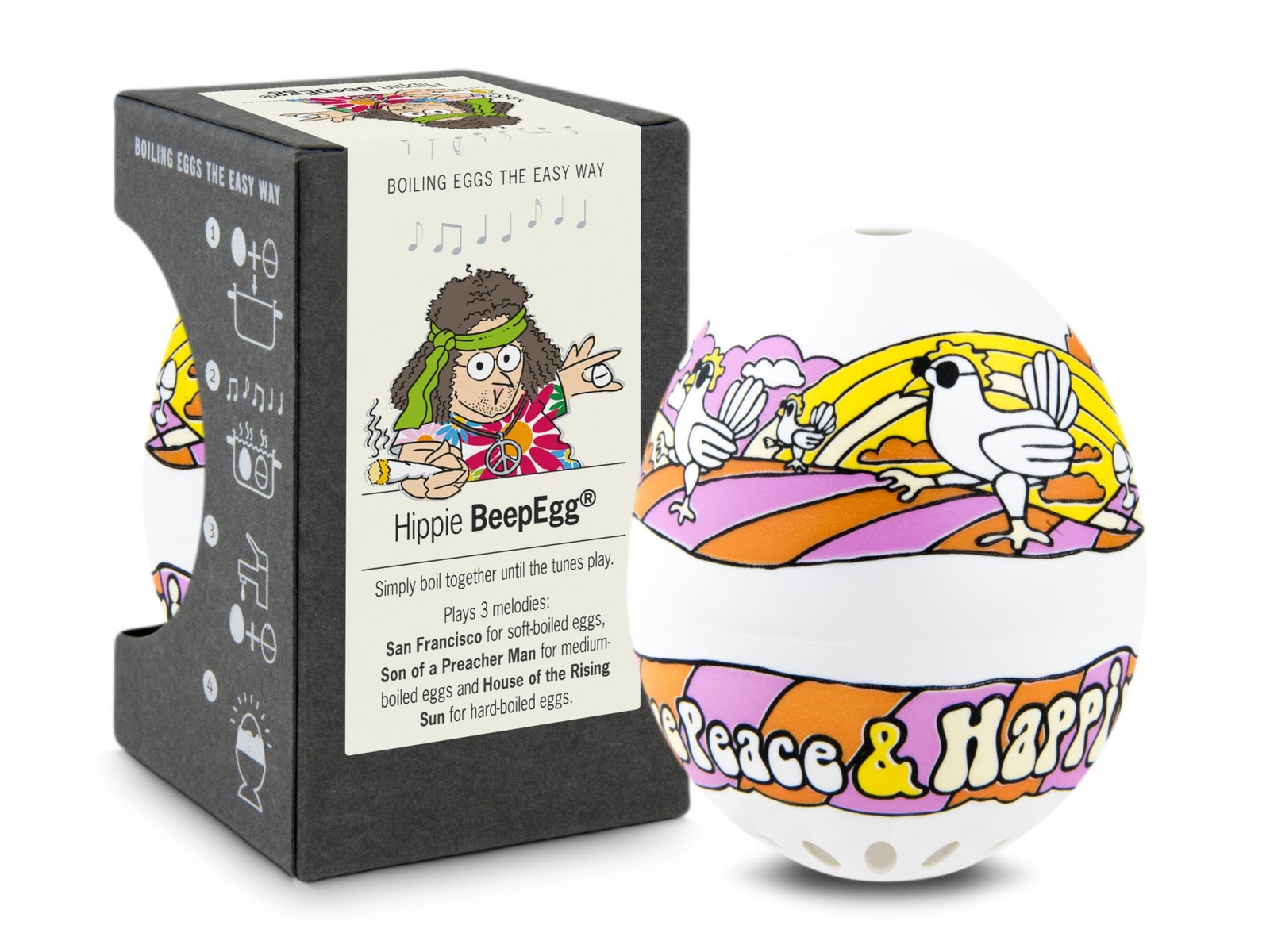 Cuiseur d'œufs BeepEgg Hippie musical pour obtenir la texture idéale sans effort