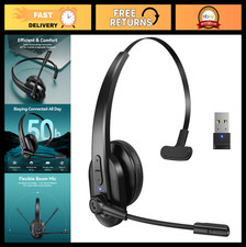 Wireless Bluetooth Headset with USB Dongle, Noise Cancelling Mic, Mute Button, S