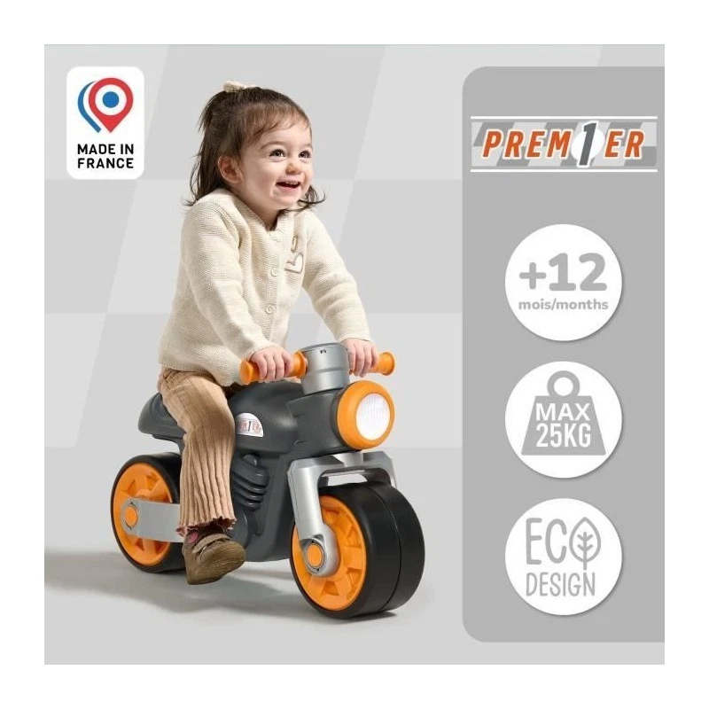 Draisienne Moto Premier - FALK - Avec roues silencieuses - Gris - 75% Plastique  - Photo 3/4