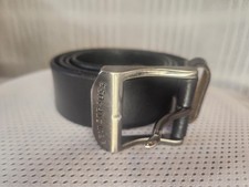 VINTAGE LEVIS MEN BELT BUCKLE BLACK LEATHER SIZE 38