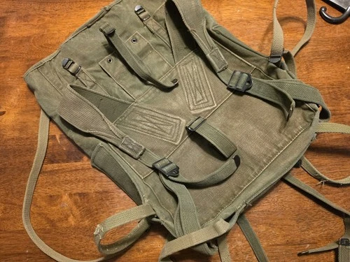 WW2 USMC M1941 Field Pack 1st Pattern OD Canvas Combat Rucksack Gear Military