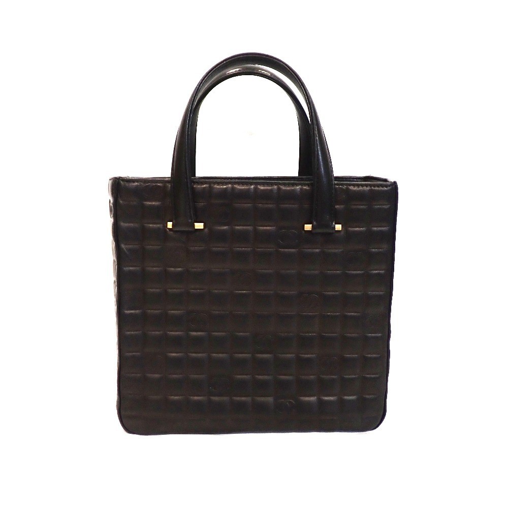 CHANEL Black Lambskin Chocolate Bar Tote Handbag for Women Pre-Owned