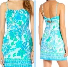 Lilly Pulitzer Shelli Stretch Dress Whisper Blue Boom Croc A Locca Size 10 New