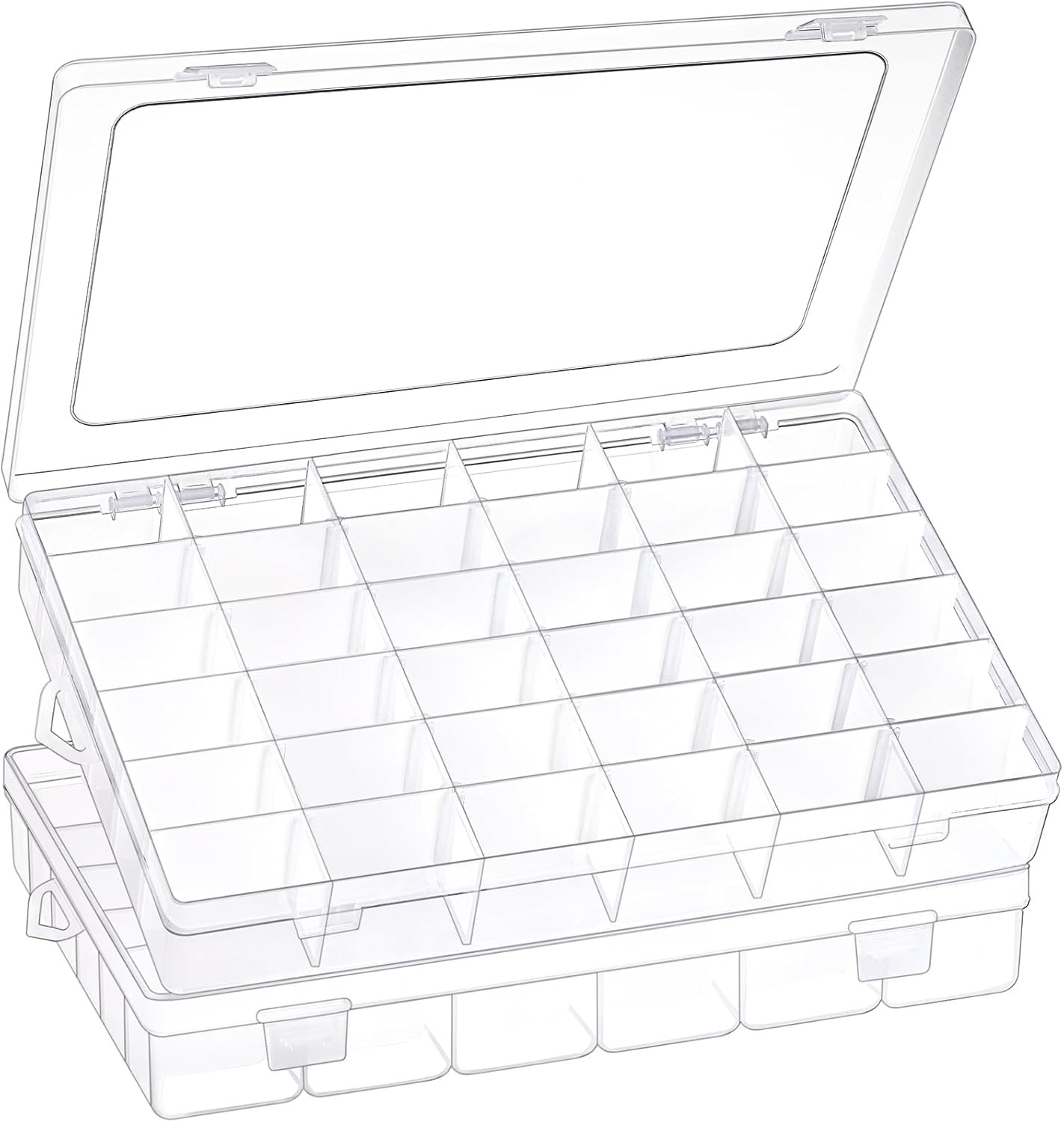 2 Pack 36 Grids Clear Plastic Organizer Box with Adjustable Dividers