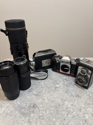 Vintage Camera Parts Lot Praktica Nova IB Kodak Cine Metro-Flex 2 Lenses AS-IS