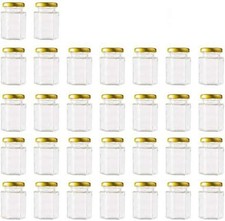 4 Oz Clear Hexagon Jars Small Glass Jars with Lids Mason Jars 30 Pack