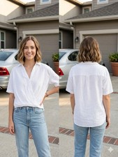 RACHEL Rachel Roy White Surplice Twist Front Top Rayon Blouse Small 2W208162RRNR