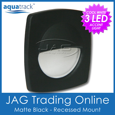 12V 3-LED BLACK CABIN COURTESY ACCENT LIGHT- Boat/Stair/Caravan/Interior Lamp