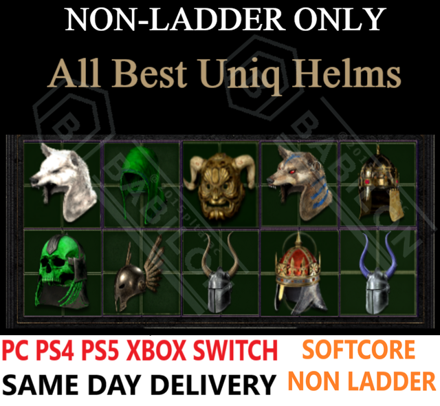 ✅PC PS4 PS5 XBOX SWITCH✅NON LADDER All Uniq Helms D2R Diablo 2 Resurrected Items ✅PC PS4 PS5 XBOX SWITCH✅NON LADDER All Uniq Helms D2R Diablo 2 Resurrected Items