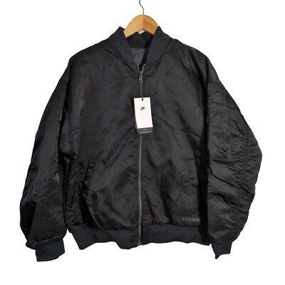 NIke Reversible Bomber Jacket Womens M Black Loose Fit Full Zip Gorpcore