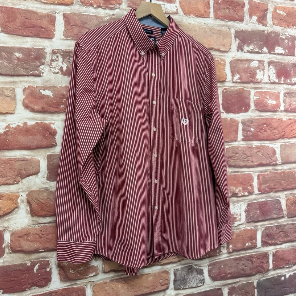 Ralph Lauren Chaps Shirt Mens Large Red White Striped Casual Button Front - Image 2 of 4