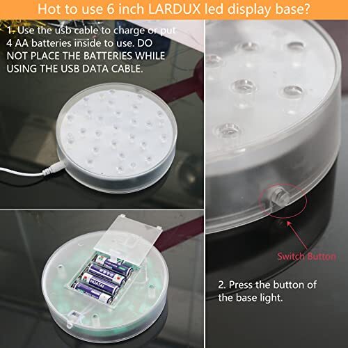 Round LED Light Display Stand for Effiel Tower Vase Crystal Glass Art - Bild 4 von 8