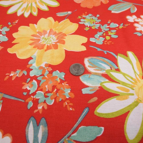 Copricuscini grande stampa floreale tappezzeria peso tessuto rosso 3/4" iarda 27"x45" - Foto 2 di 3