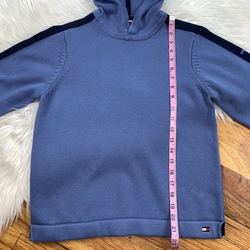 Tommy Hilfiger Boys Size Youth Small Long Sleeve Blue Sweater With Hood - Picture 8 of 11